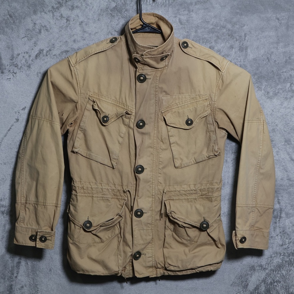 Vintage Polo Ralph Lauren Field Jacket Mens Medium Beige Military Combat Utility